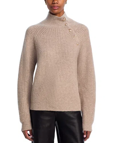 Aqua Cashmere Button Raglan Sleeve Sweater - Exclusive In Nude