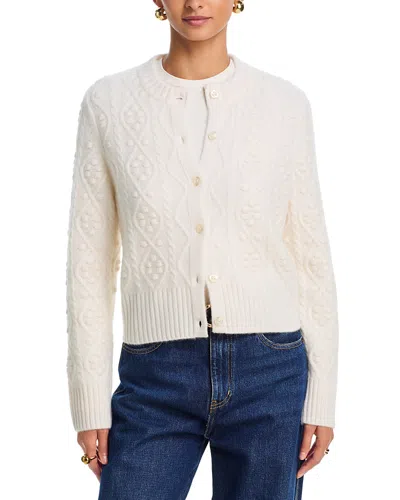 Aqua Cashmere Cable Knit Cardigan - Exclusive In White