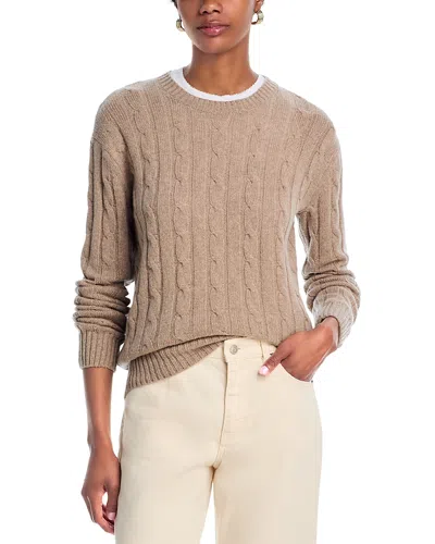 Aqua Cashmere Cable Knit Crewneck Sweater - Exclusive In Nude