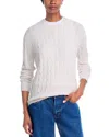 Aqua Cashmere Cable Knit Crewneck Sweater - Exclusive In White