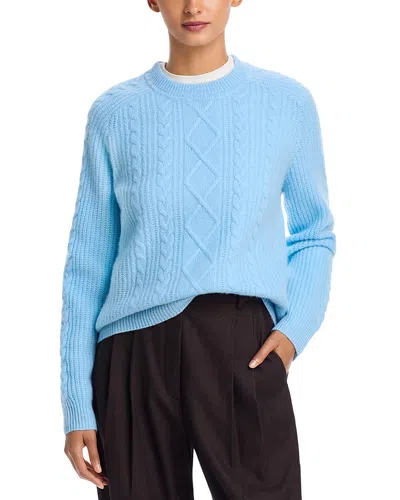 Aqua Cashmere Cable Knit Raglan Sleeve Sweater - Exclusive In Blue