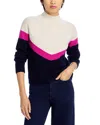AQUA CASHMERE COLOR BLOCK CHEVRON CASHMERE SWEATER - EXCLUSIVE