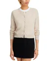 Aqua Cashmere Crewneck Cardigan - Exclusive In Oatmeal