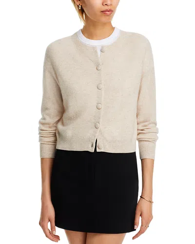 Aqua Cashmere Crewneck Cardigan - Exclusive In Oatmeal