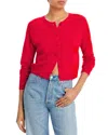 Aqua Cashmere Crewneck Cardigan - Exclusive In Big Apple Red