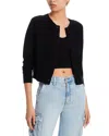 Aqua Cashmere Crewneck Cardigan - Exclusive In Black