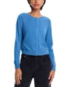 Aqua Cashmere Crewneck Cardigan - Exclusive In Blue