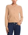 Aqua Cashmere Crewneck Cardigan - Exclusive In Brown