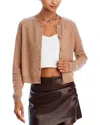 Aqua Cashmere Crewneck Cardigan - Exclusive In Camel