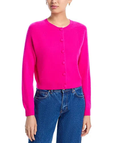 Aqua Cashmere Crewneck Cardigan - Exclusive In Pink