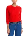 Aqua Cashmere Crewneck Cardigan - Exclusive In Red