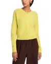Aqua Cashmere Crewneck Cardigan - Exclusive In Yellow