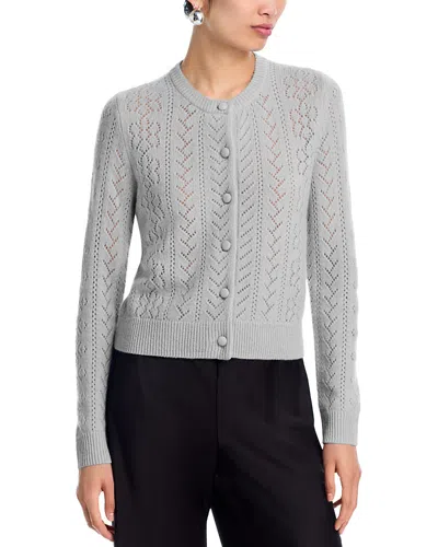 Aqua Cashmere Crewneck Cardigan Sweater - Exclusive In Gray