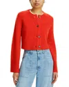 Aqua Cashmere Cropped Wide Sleeve Crewneck Cardigan - Exclusive In Burnt Orange