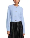 Aqua Cashmere Cropped Wide Sleeve Crewneck Cardigan - Exclusive In Blue