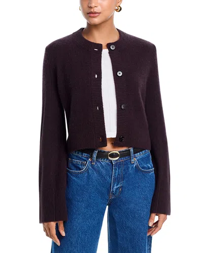 Aqua Cashmere Cropped Wide Sleeve Crewneck Cardigan - Exclusive In Black