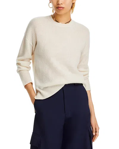 Aqua Cashmere Drop Shoulder High Low Crewneck Sweater - Exclusive In Ash