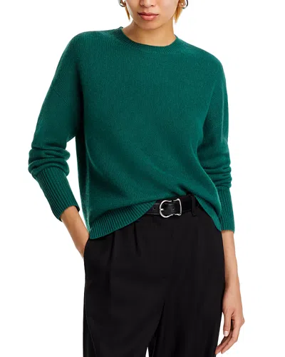 Aqua Cashmere Drop Shoulder High Low Crewneck Sweater - Exclusive In Rainforest