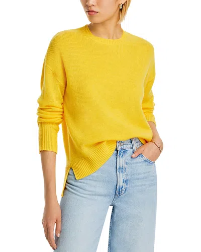 Aqua Cashmere Drop Shoulder High Low Crewneck Sweater - Exclusive In Sunny