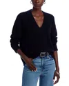 Aqua Cashmere Drop Shoulder V Neck Sweater - Exclusive In Black