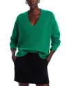 Aqua Cashmere Drop Shoulder V Neck Sweater - Exclusive In Green