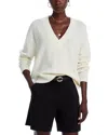 Aqua Cashmere Drop Shoulder V Neck Sweater - Exclusive In Ivory