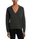 Aqua Cashmere Drop Shoulder V Neck Sweater - Exclusive In Green