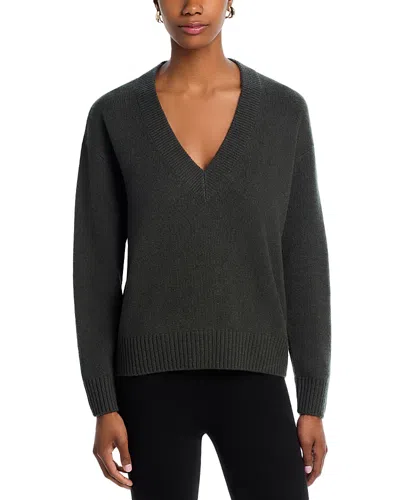Aqua Cashmere Drop Shoulder V Neck Sweater - Exclusive In Green