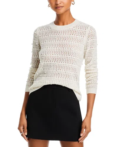 Aqua Cashmere Embellished Crewneck Sweater - Exclusive In Ivory