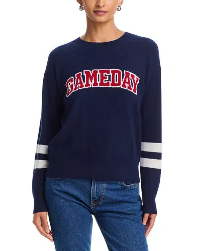 Aqua Cashmere Gameday Varsity Stripe Sweater - Exclusive In Blue