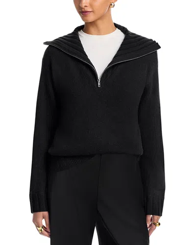 Aqua Cashmere Half Zip Sweater - Exclusive In Black