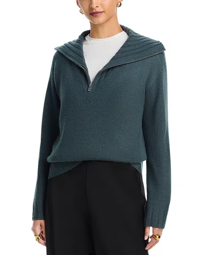 Aqua Cashmere Half Zip Sweater - Exclusive In Green