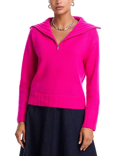 Aqua Cashmere Half Zip Sweater - Exclusive In Pink