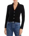 Aqua Cashmere Novelty Button Cashmere Blazer - Exclusive In Black