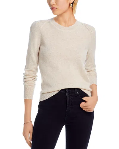 Aqua Cashmere Puff Sleeve Crewneck Cashmere Sweater - Exclusive In Oatmeal