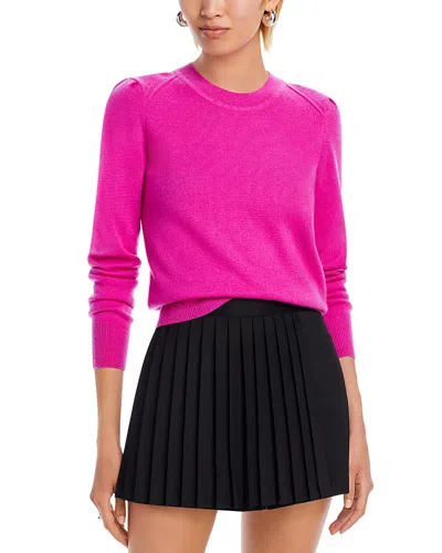 Aqua Cashmere Puff Sleeve Crewneck Cashmere Sweater - Exclusive In Wildsberry