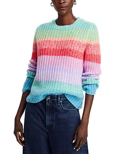 Aqua Cashmere Rainbow Crewneck Sweater - Exclusive In Multi