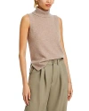 Aqua Cashmere Split Hem Turtleneck Tank - Exclusive In Wheat