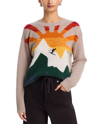 Aqua Cashmere Sunrise Skiier Crewneck Sweater - Exclusive In Multi