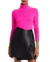 Aqua Cashmere Turtleneck Cashmere Sweater - Exclusive In Neon Pink
