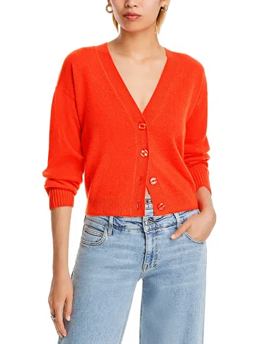 Aqua Cashmere V Neck Cardigan - Exclusive In Orangesicle