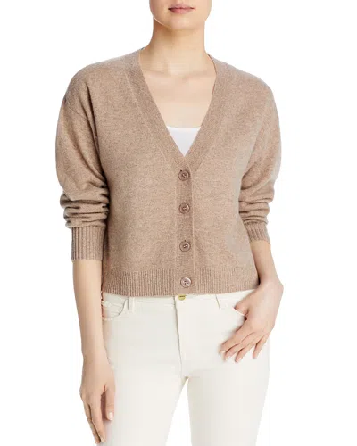 Aqua Cashmere V Neck Cardigan - Exclusive In Wheat