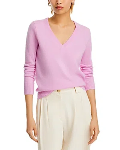 Aqua Cashmere V-neck Cashmere Sweater - Exclusive In Cosmo Cotton Candy