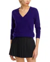 Aqua Cashmere V-neck Cashmere Sweater - Exclusive In Deep Purple