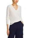 Aqua Cashmere V-neck Cashmere Sweater - Exclusive In Ivory