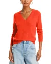 Aqua Cashmere V-neck Cashmere Sweater - Exclusive In Orangesicle