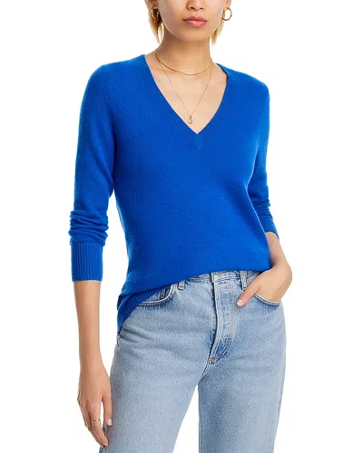 Aqua Cashmere V-neck Cashmere Sweater - Exclusive In Royal