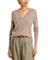 Aqua Cashmere V-neck Cashmere Sweater - Exclusive In Wheat