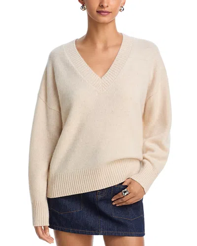Aqua Cashmere V Neck Drop Shoulder Sweater - Exclusive In Neutral