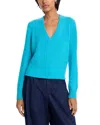 Aqua Cashmere V Neck Sweater - Exclusive In Blue